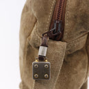 LOEWE Shoulder Bag Suede Beige Gold Auth bs36680-15