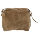 LOEWE Shoulder Bag Suede Beige Gold Auth bs36680-2
