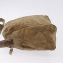 LOEWE Shoulder Bag Suede Beige Gold Auth bs36680-6