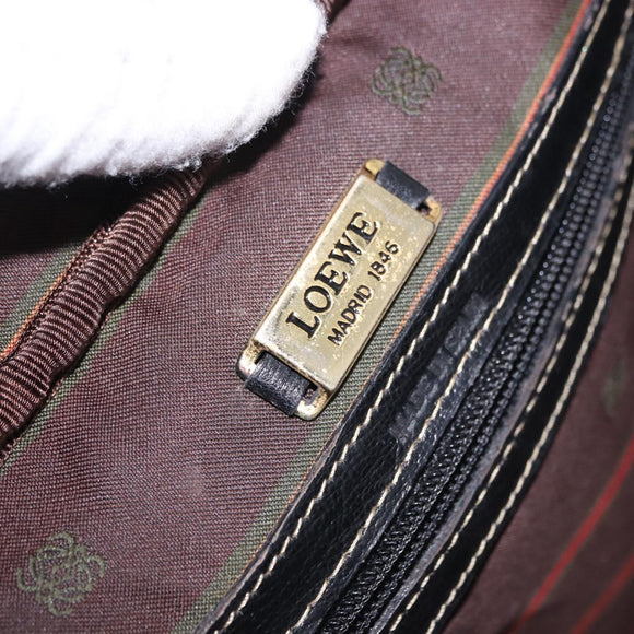 LOEWE Shoulder Bag Leather Black Gold Auth bs36681