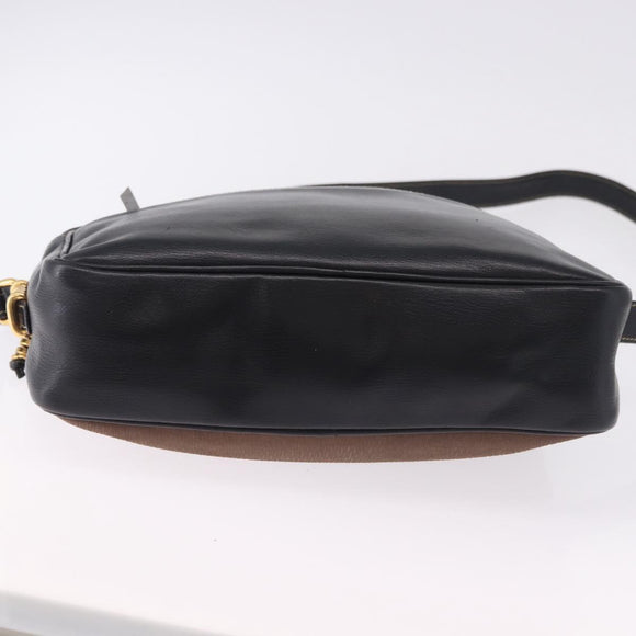 LOEWE Shoulder Bag Leather Black Gold Auth bs36681