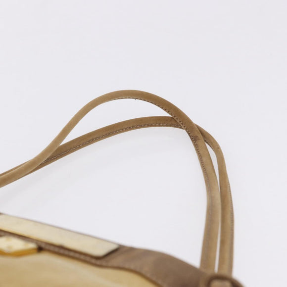 LOEWE Anagram Shoulder Bag Leather Beige Gold Auth bs36682