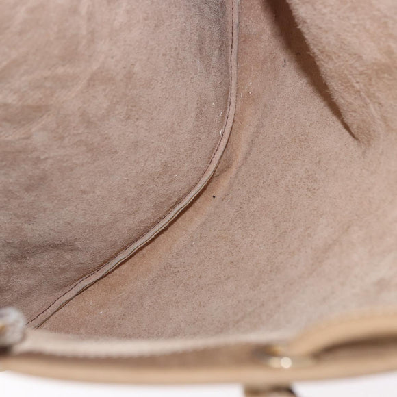 LOEWE Anagram Shoulder Bag Leather Beige Gold Auth bs36682