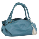 LOEWE Nappa Aire Anagram Hand Bag Leather Blue Gold Auth bs36683-1