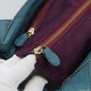 LOEWE Nappa Aire Anagram Hand Bag Leather Blue Gold Auth bs36683-10