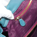 LOEWE Nappa Aire Anagram Hand Bag Leather Blue Gold Auth bs36683-23