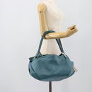 LOEWE Nappa Aire Anagram Hand Bag Leather Blue Gold Auth bs36683-25