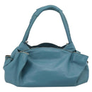 LOEWE Nappa Aire Anagram Hand Bag Leather Blue Gold Auth bs36683-2