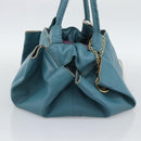 LOEWE Nappa Aire Anagram Hand Bag Leather Blue Gold Auth bs36683-3