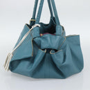 LOEWE Nappa Aire Anagram Hand Bag Leather Blue Gold Auth bs36683-4