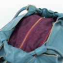LOEWE Nappa Aire Anagram Hand Bag Leather Blue Gold Auth bs36683-6