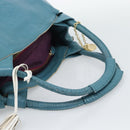 LOEWE Nappa Aire Anagram Hand Bag Leather Blue Gold Auth bs36683-7