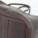 HERMES Garden Party PM Hand Bag Leather Amazonia Brown Silver Auth bs36685-10