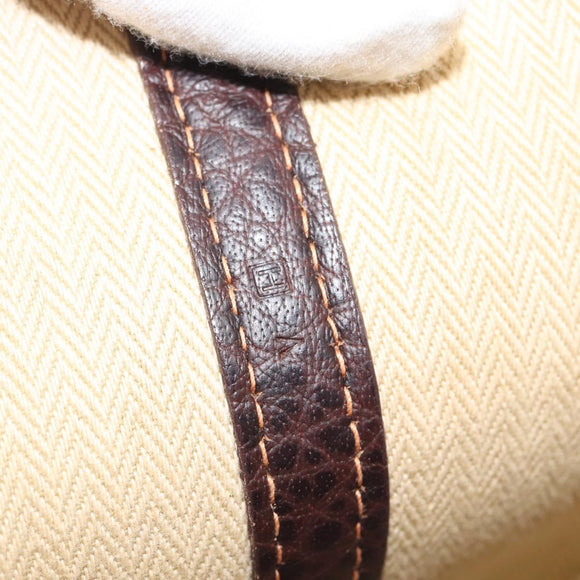HERMES Garden Party PM Hand Bag Leather Amazonia Brown Silver Auth bs36685