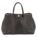 HERMES Garden Party PM Hand Bag Leather Amazonia Brown Silver Auth bs36685-2