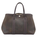 HERMES Garden Party PM Hand Bag Leather Amazonia Brown Silver Auth bs36685-3