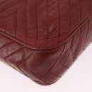 CHANEL Chain Shoulder Bag Lamb Skin Red Gold CC Auth bs36686-9