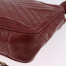 CHANEL Chain Shoulder Bag Lamb Skin Red Gold CC Auth bs36686-16