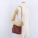 CHANEL Chain Shoulder Bag Lamb Skin Red Gold CC Auth bs36686-24