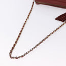 CHANEL Chain Shoulder Bag Lamb Skin Red Gold CC Auth bs36686-7