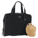 PRADA Hand Bag Nylon Velour 2 Set Black Beige Auth bs36691-1
