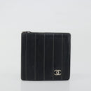 CHANEL Wallet Caviar Skin Leather 3 Set Black CC Auth bs36694-10