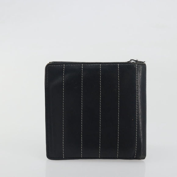 CHANEL Wallet Caviar Skin Leather 3 Set Black CC Auth bs36694