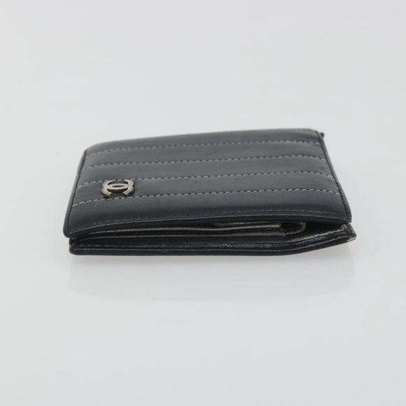 CHANEL Wallet Caviar Skin Leather 3 Set Black CC Auth bs36694