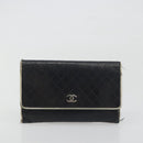 CHANEL Wallet Caviar Skin Leather 3 Set Black CC Auth bs36694-19