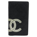CHANEL Wallet Caviar Skin Leather 3 Set Black CC Auth bs36694-2