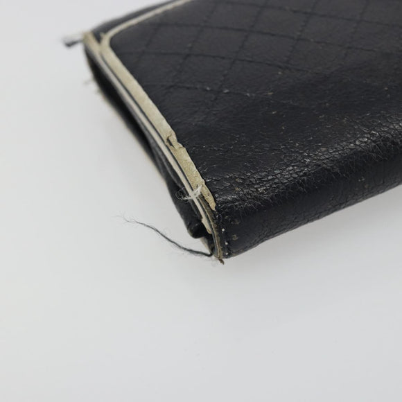 CHANEL Wallet Caviar Skin Leather 3 Set Black CC Auth bs36694