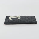 CHANEL Wallet Caviar Skin Leather 3 Set Black CC Auth bs36694-4