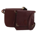 CARTIER Must Line Shoulder Bag Leather 2 Set Bordeaux Auth bs36695-1