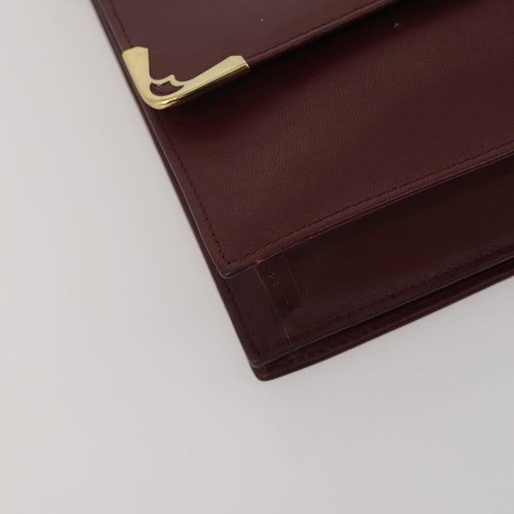 CARTIER Must Line Shoulder Bag Leather 2 Set Bordeaux Auth bs36695