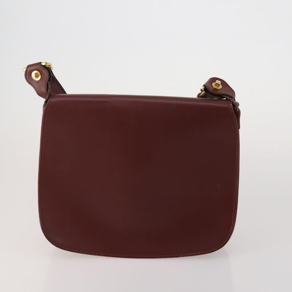 CARTIER Must Line Shoulder Bag Leather 2 Set Bordeaux Auth bs36695