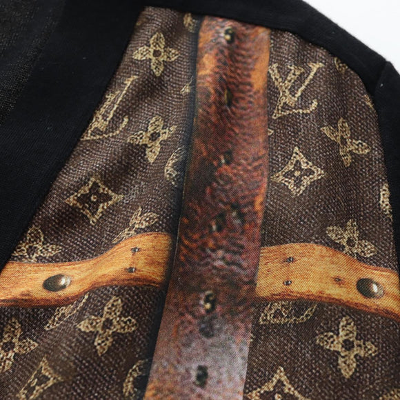LOUIS VUITTON Monogram Trunk Time Cardigan Wool Silk S LV Auth bs36696M