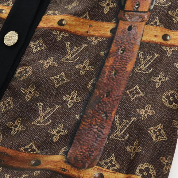 LOUIS VUITTON Monogram Trunk Time Cardigan Wool Silk S LV Auth bs36696M