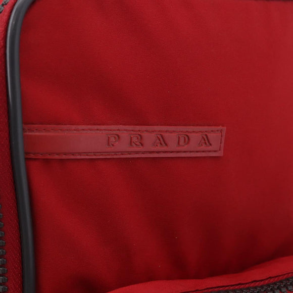 PRADA Sports Line Shoes Case Hand Bag Nylon Red Auth bs36709