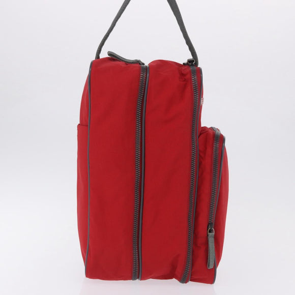 PRADA Sports Line Shoes Case Hand Bag Nylon Red Auth bs36709
