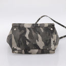 PRADA Camouflage Hand Bag Safiano Leather 2way Khaki Silver Auth bs36711-11