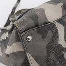 PRADA Camouflage Hand Bag Safiano Leather 2way Khaki Silver Auth bs36711-13