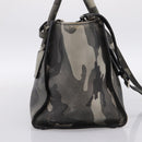 PRADA Camouflage Hand Bag Safiano Leather 2way Khaki Silver Auth bs36711-4