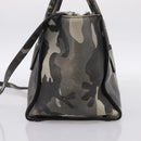 PRADA Camouflage Hand Bag Safiano Leather 2way Khaki Silver Auth bs36711-5