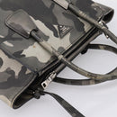 PRADA Camouflage Hand Bag Safiano Leather 2way Khaki Silver Auth bs36711-6