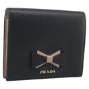 PRADA Bifold Wallet Safiano Leather Black Gold Auth bs36713A-1
