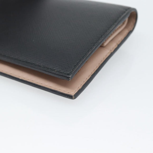 PRADA Bifold Wallet Safiano Leather Black Gold Auth bs36713A