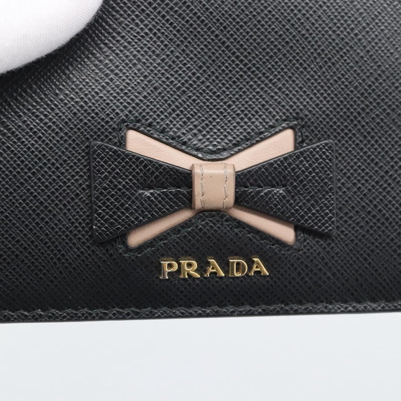 PRADA Bifold Wallet Safiano Leather Black Gold Auth bs36713A