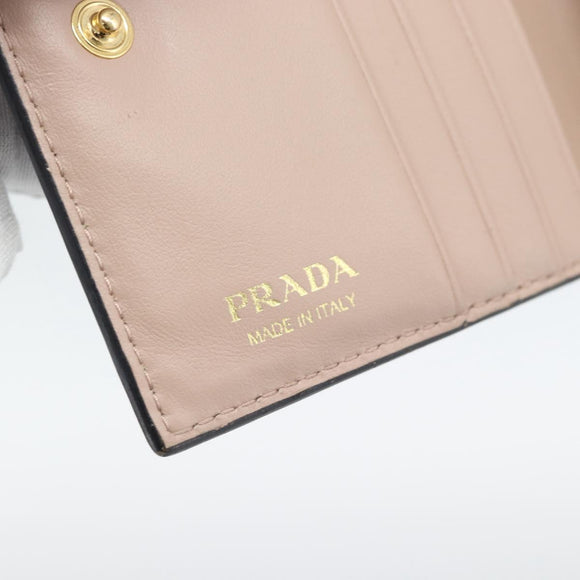 PRADA Bifold Wallet Safiano Leather Black Gold Auth bs36713A