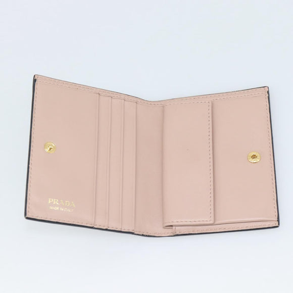 PRADA Bifold Wallet Safiano Leather Black Gold Auth bs36713A