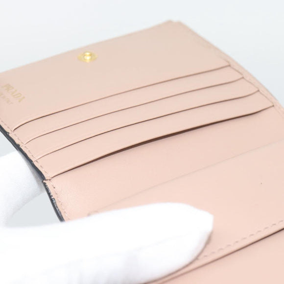 PRADA Bifold Wallet Safiano Leather Black Gold Auth bs36713A